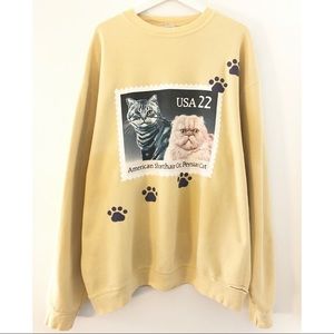 XL Pale Yellow Cat Stamp Sweatshirt
